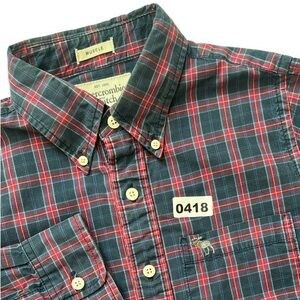 Abercrombie & Fitch Men's small Junior Red and blue plaid Button Down Shirt